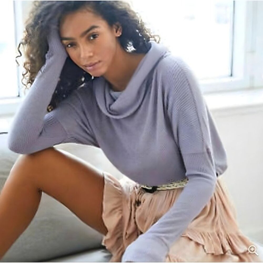 We The Free “Rosa” Ribbed Split Back Sweater Lavender Size XS